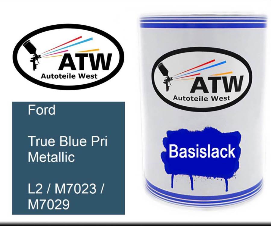 Ford, True Blue Pri Metallic, L2 / M7023 / M7029: 500ml Lackdose, von ATW Autoteile West.